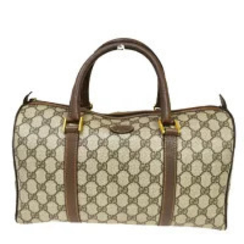 Gucci Handbag Boston GG Interlocking Brown Leather